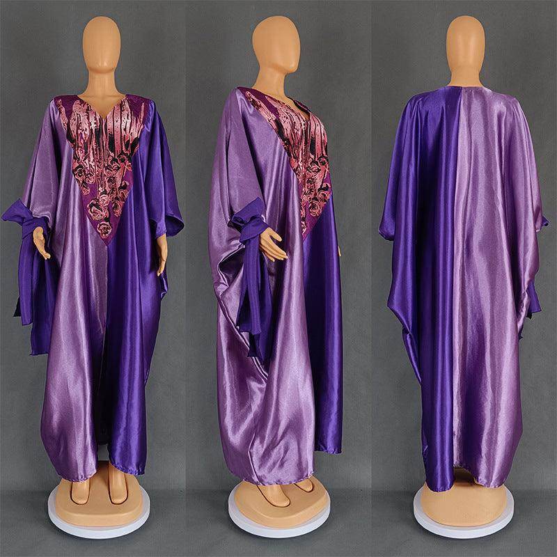 Ethnic Style Loose Plus Size Color-matching Dress - Magellan Fashion Shop