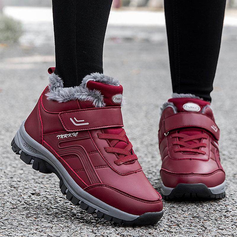 Winter Boots Women Men Warm Plush Velcro Snow Boots Climbing Hiking Shoes - Magellan Fashion Shop