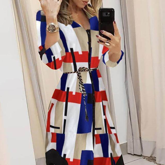 Printed Checks Lace-up Dress Women - Magellan Fashion Shop