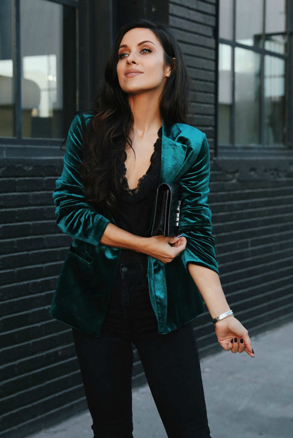 Long sleeve velvet suit