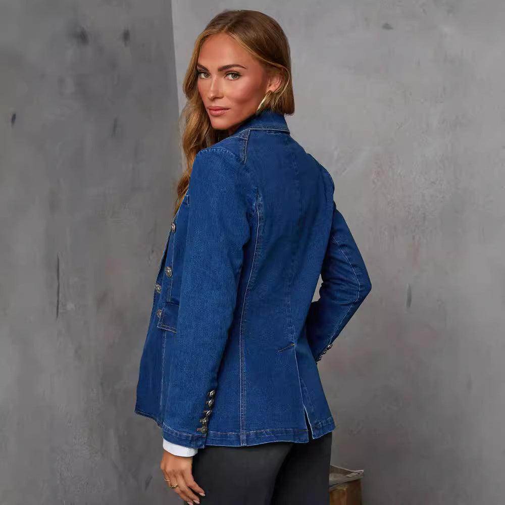 Casual Blue Denim Female Suit Coat - Magellan Fashion Shop