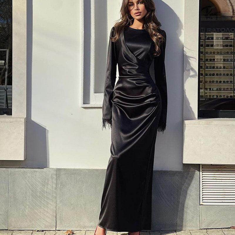 Satin Slim Fit Temperament Taillenkontrolliertes Langarmshirt - Magellan Fashion Shop