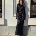 Satin Slim Fit Temperament Taillenkontrolliertes Langarmshirt - Magellan Fashion Shop