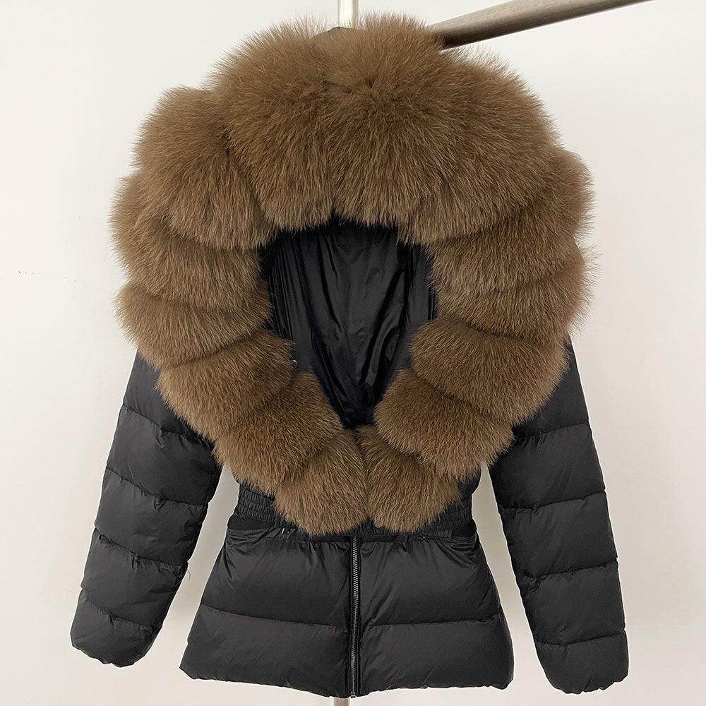 Short Women's Thickened Slim Fit Waist-tight Fur Down Jacket - Magellan Fashion Shop