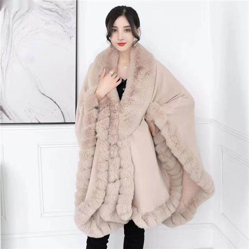 Artificial Rabbit Wool Cape - Magellan Fashion Shop