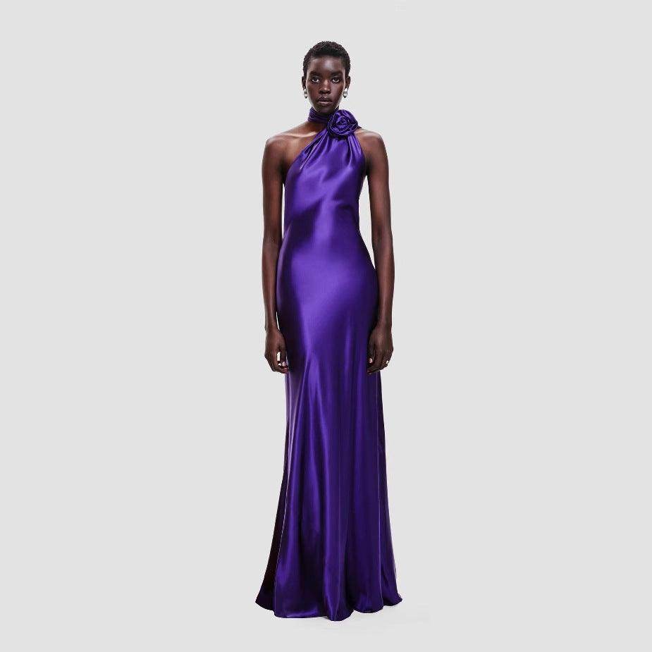 Fitted High Waist Pure Color Holder Evening Dress - Magellan Fashion Shop