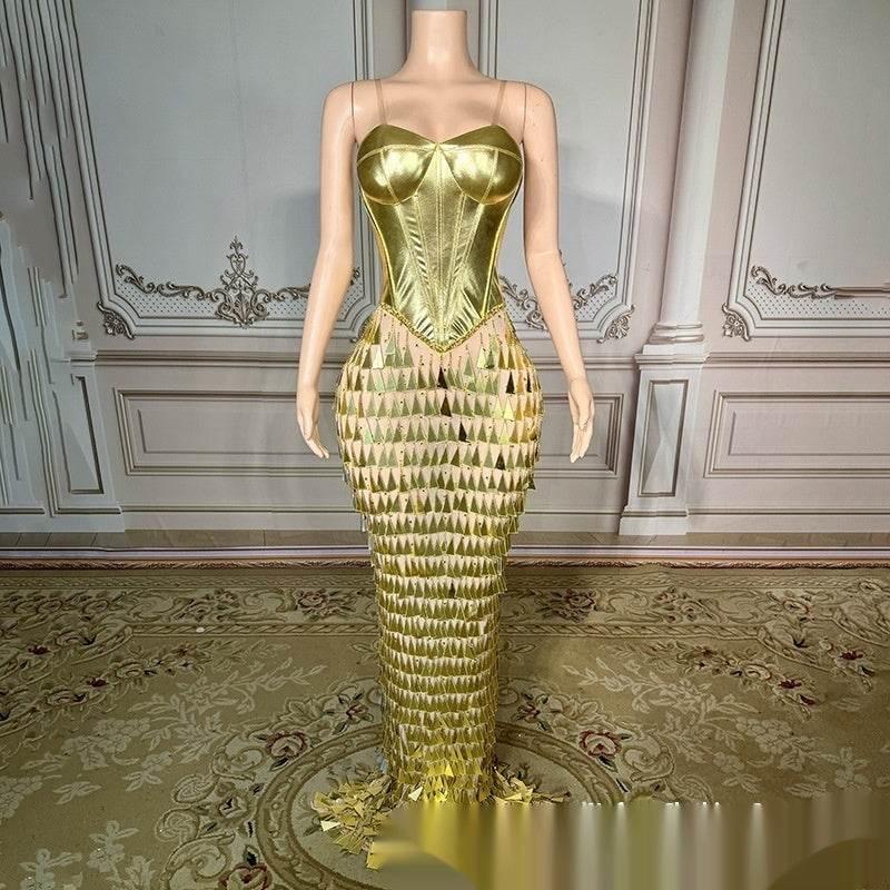 Golden Waist Slimming Formal Dress - Magellan Fashion Shop