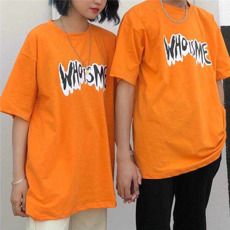 Men Letter and Figure Print Orange T-shirts Fashion Clothing - Magellan Fashion Shop
