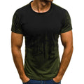Men fitness compression t-shirt in black and red gradient with camouflage pattern, slim fit, hemp blend fabric for active sports and casual wear.