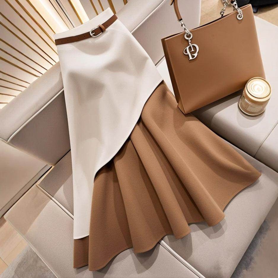 Women's Winter Brown Contrast Skirt - Magellan Fashion Shop