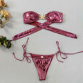 Glossy Split Bikini Set for Women – Quick-Dry, Backless & High Elasticity Swimwear - Magellan Fashion Shop