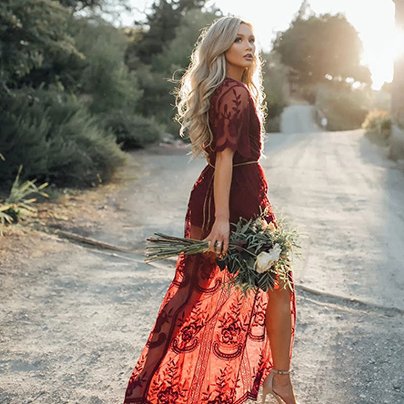Deep V-neck Lace