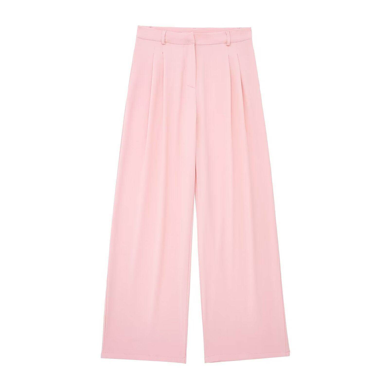 Pleated Wide Leg Pants Backless Hanging Collar Vest - Magellan Fashion Shop