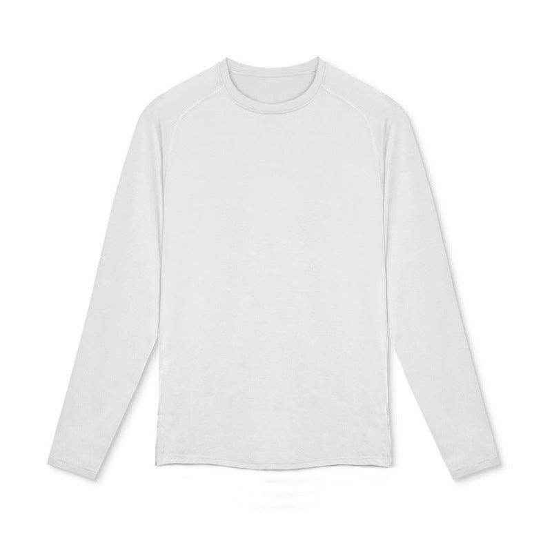 Men's tight fast drying fitness long sleeved pullover T-shirt in black and white for outdoor activities