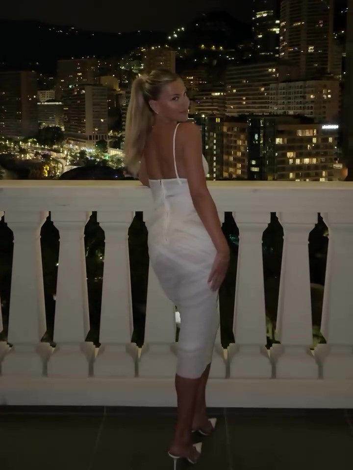 White Mesh Sling Hip Bodycon Dress - Magellan Fashion Shop
