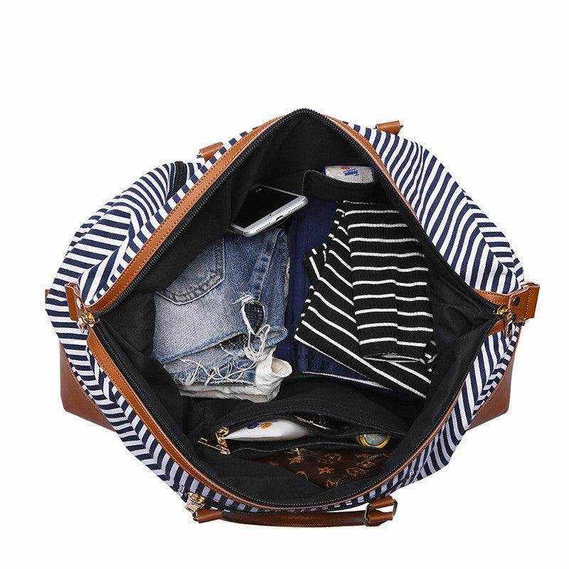 Striped Portable Messenger Travel Bag Travel Bag - Magellan Fashion Shop