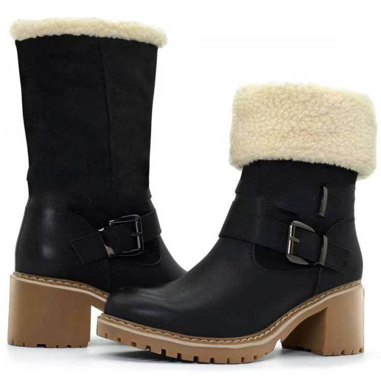 Cotton Warm Belt Buckle Snow Boots - Magellan Fashion Shop
