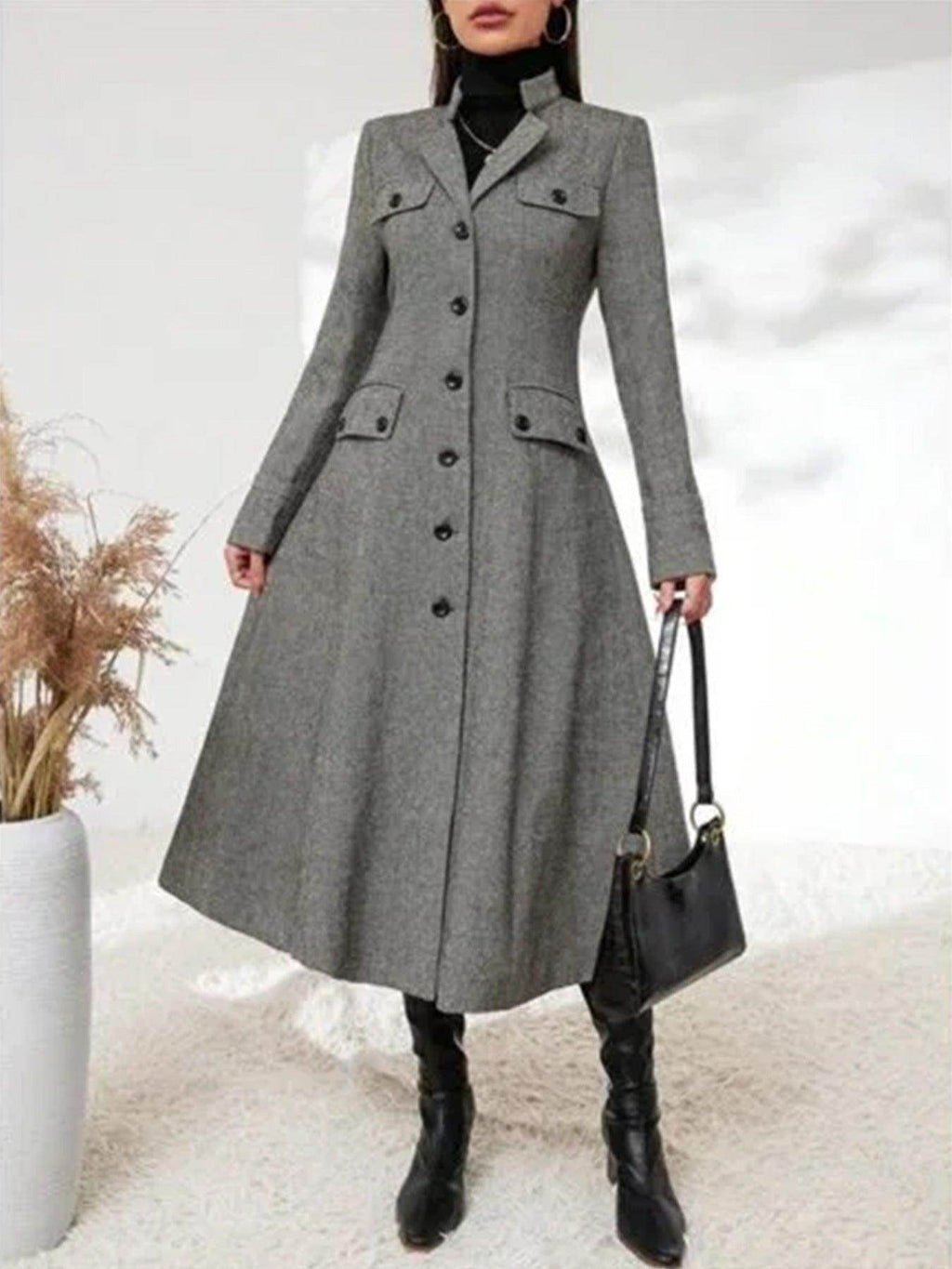 Women's Single-breasted Long-cut Coat - Magellan Fashion Shop