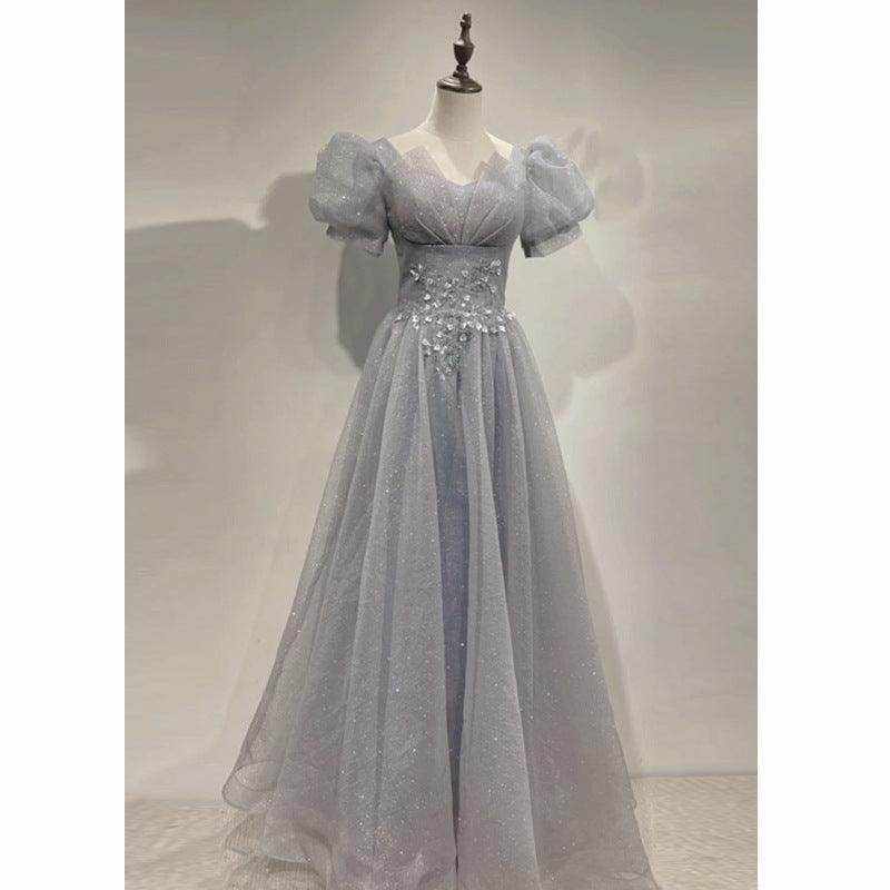 HOOR Women Luxury Puff Sleeve Backless Shiny Prom Gown - Magellan Fashion Shop