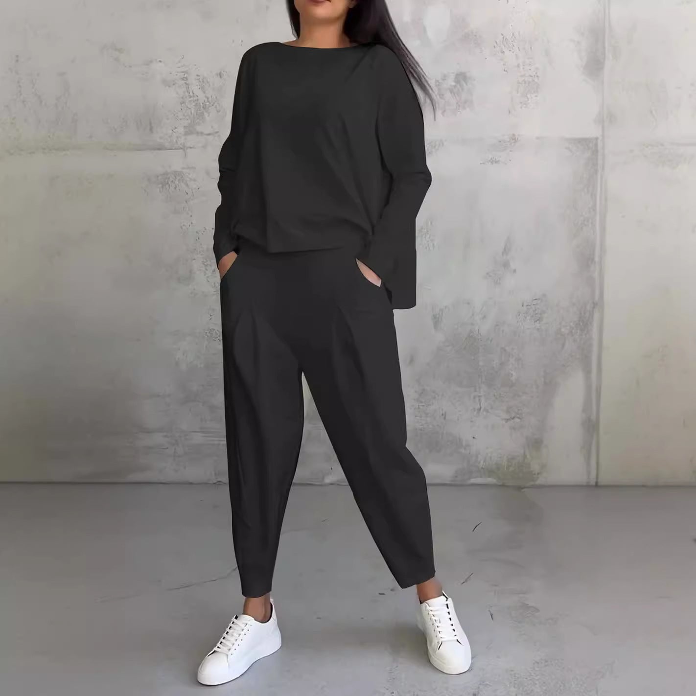 Women's Irregular Suit Long-sleeved Round Neck Top