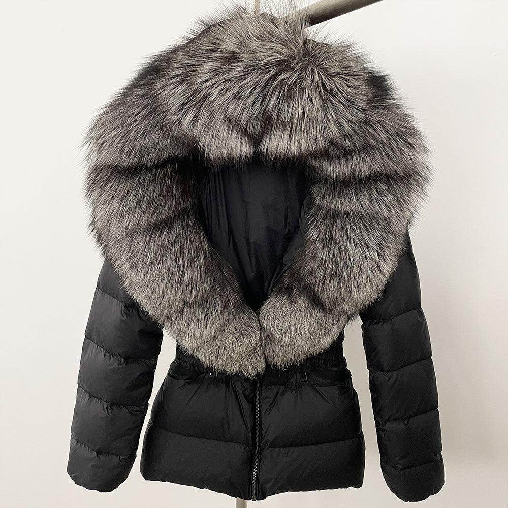 Short Women's Thickened Slim Fit Waist-tight Fur Down Jacket - Magellan Fashion Shop
