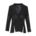 A long-sleeved lace coat with slit
