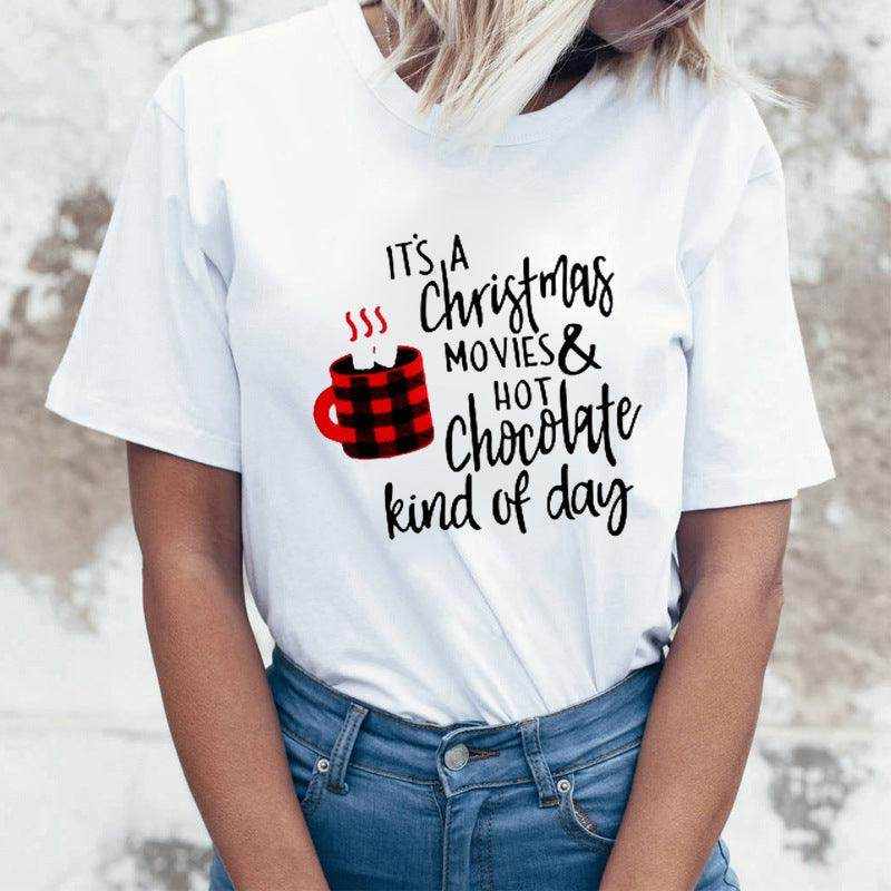 Rock Santa Claus Print Spoof European And American T-shirt - Magellan Fashion Shop