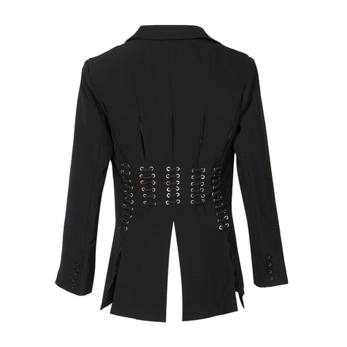 A long-sleeved lace coat with slit