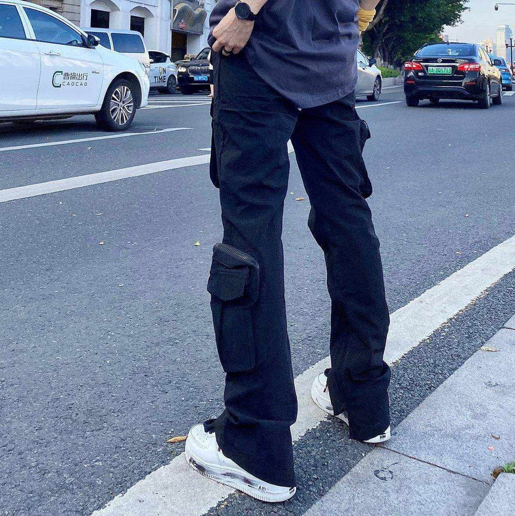Overalls Trousers Zipper Flared Casual Trousers Ins Pants Men - Magellan Fashion Shop