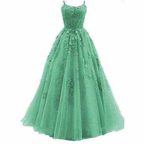 Camisole Ball Gown Long Tulle Lace Party Evening Gown - Magellan Fashion Shop