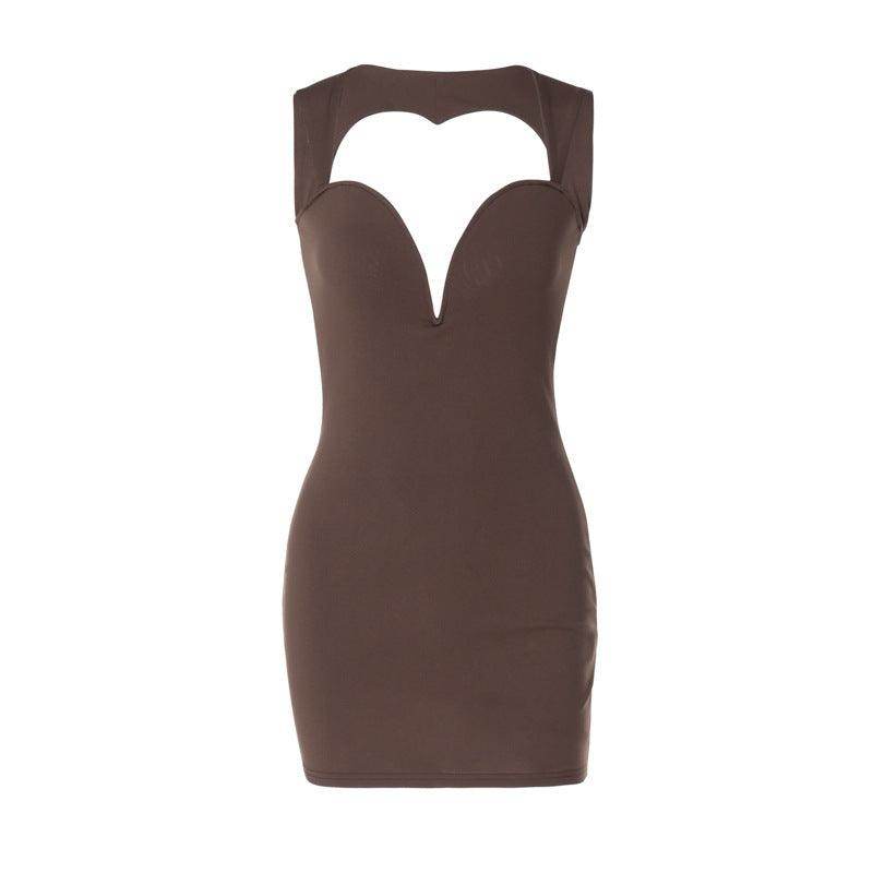Deep V-neck Sleeveless Steel Ring Sheath Dress Women - Magellan Fashion Shop