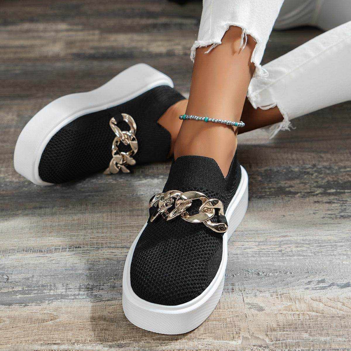 Chain Flats Shoes Women Breathable Mesh Shoes - Magellan Fashion Shop