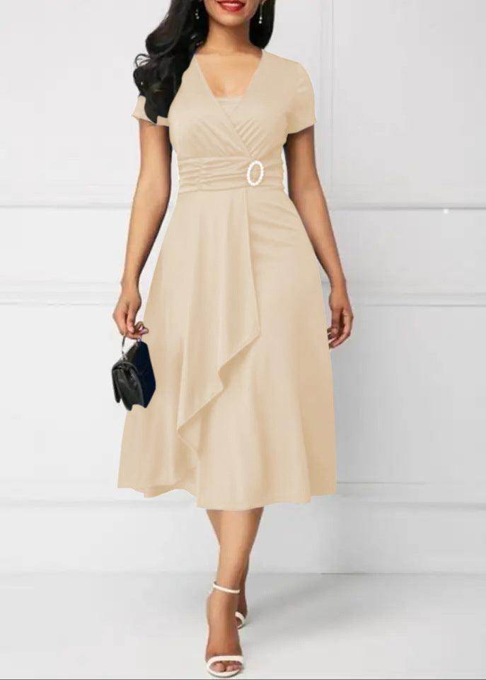 Independent Station Fashion Elegant Asymmetry Large Skirt V-neck Dress Party Evening Dress - Magellan Fashion Shop