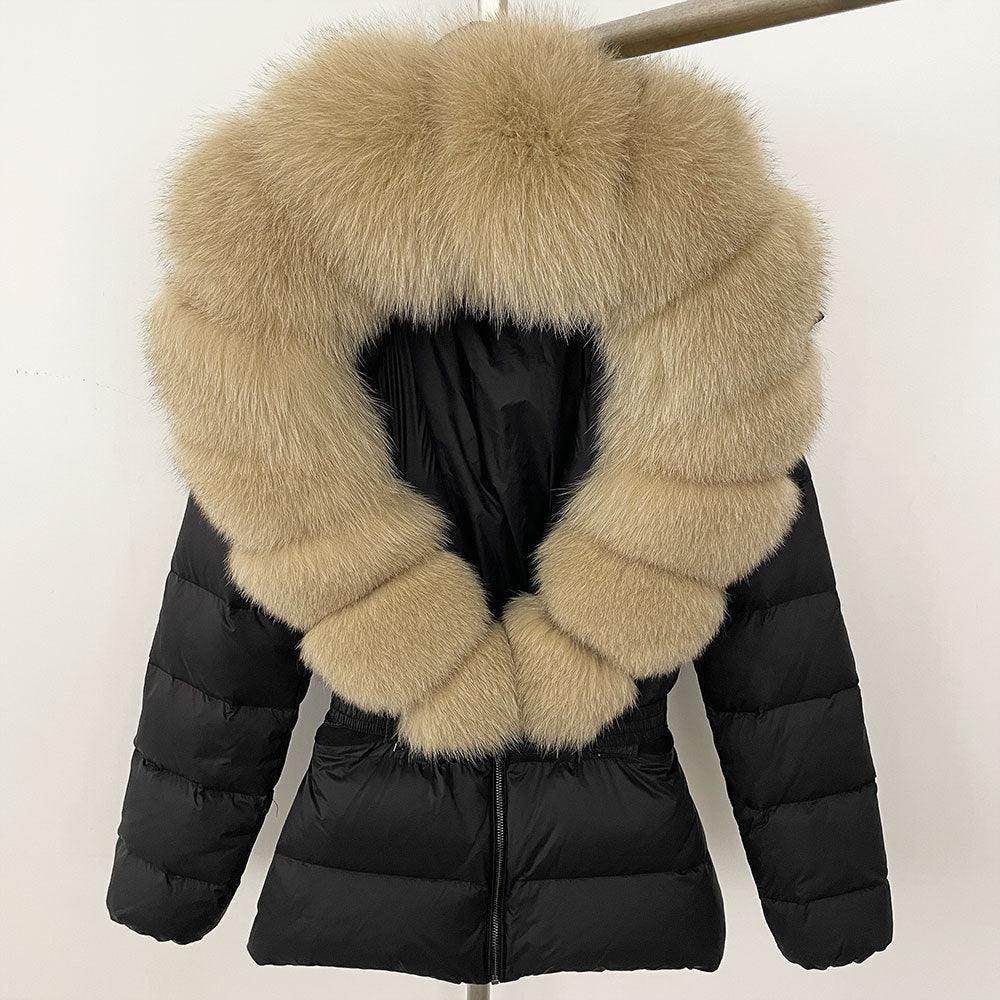 Short Women's Thickened Slim Fit Waist-tight Fur Down Jacket - Magellan Fashion Shop