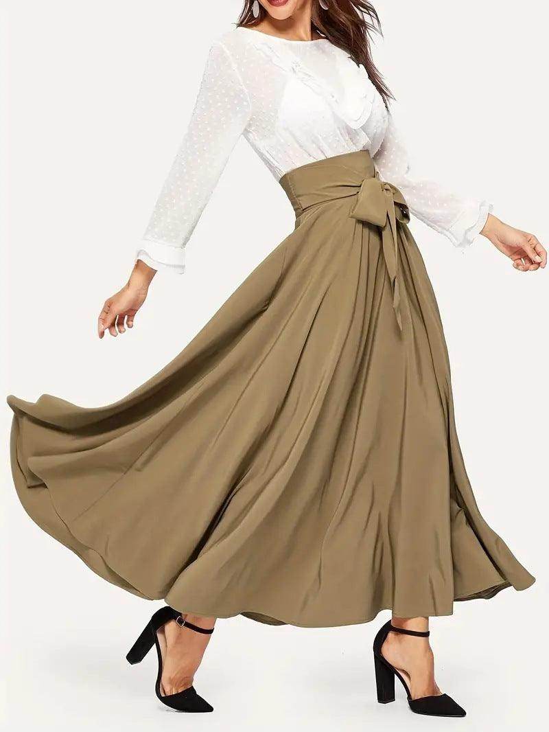 High Waist Slimming Front Lace-up A- Line Dress - Magellan Fashion Shop