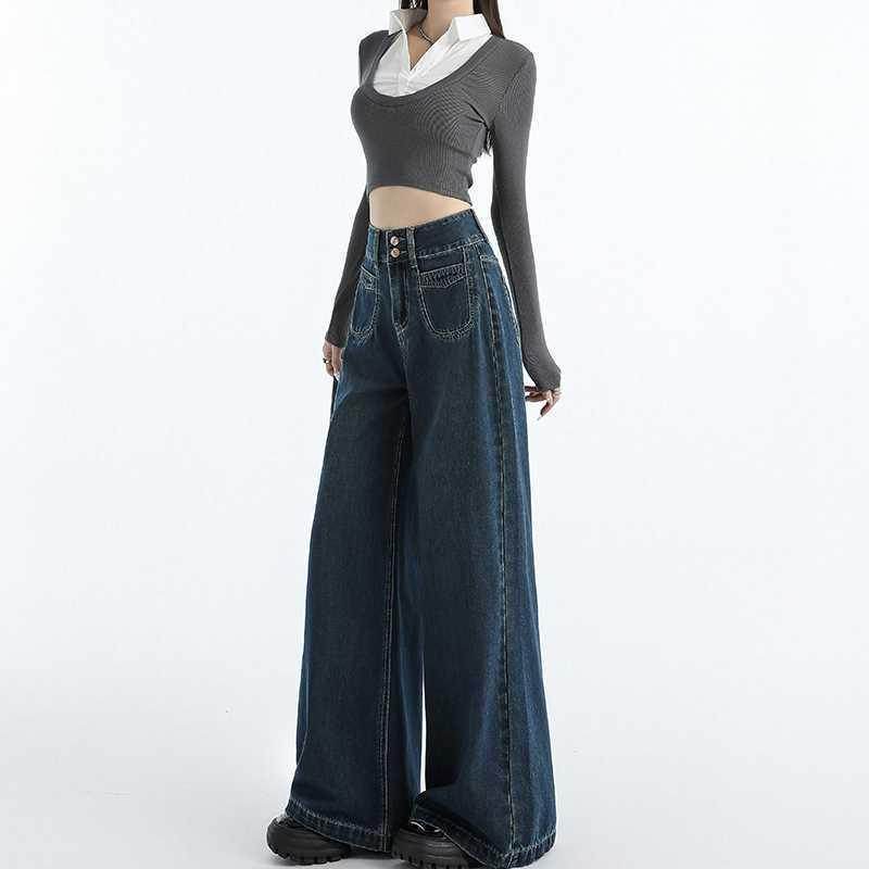 Draping Mop All-matching Straight Jeans For Women - Magellan Fashion Shop