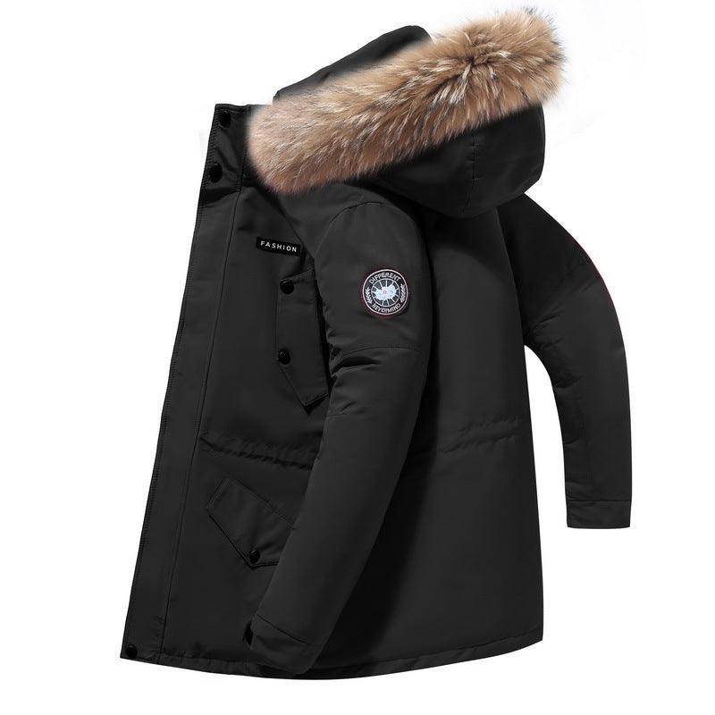 Down Jacket Mid-length Fur Collar Winter Men's Hooded Winter Clothing - Magellan Fashion Shop