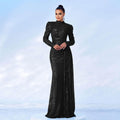 Long Sleeve Round Neck Sexy Slim Long Sequined Banquet Dress - Magellan Fashion Shop