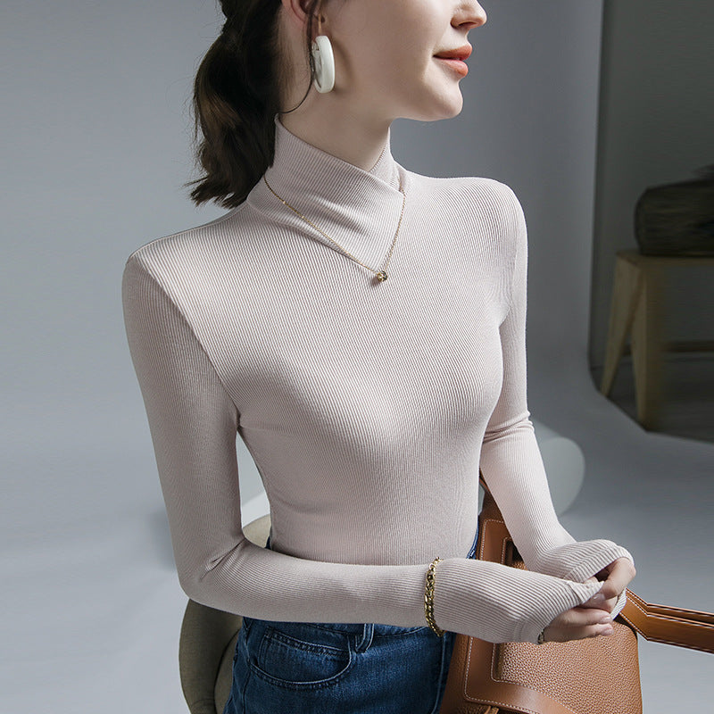 Cross Turtleneck Long Sleeve Slim Bottoming