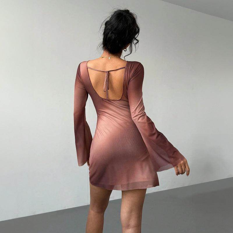 Women's Fashion Double Layer Printed Waist-controlled Dress - Magellan Fashion Shop
