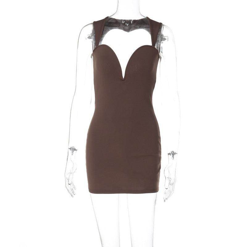 Deep V-neck Sleeveless Steel Ring Sheath Dress Women - Magellan Fashion Shop