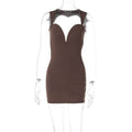 Deep V-neck Sleeveless Steel Ring Sheath Dress Women - Magellan Fashion Shop