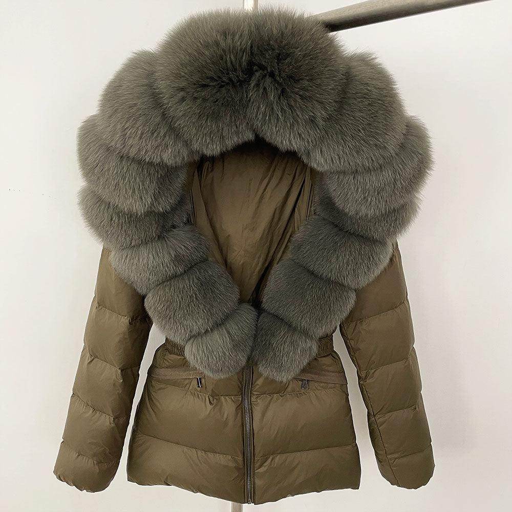 Short Women's Thickened Slim Fit Waist-tight Fur Down Jacket - Magellan Fashion Shop