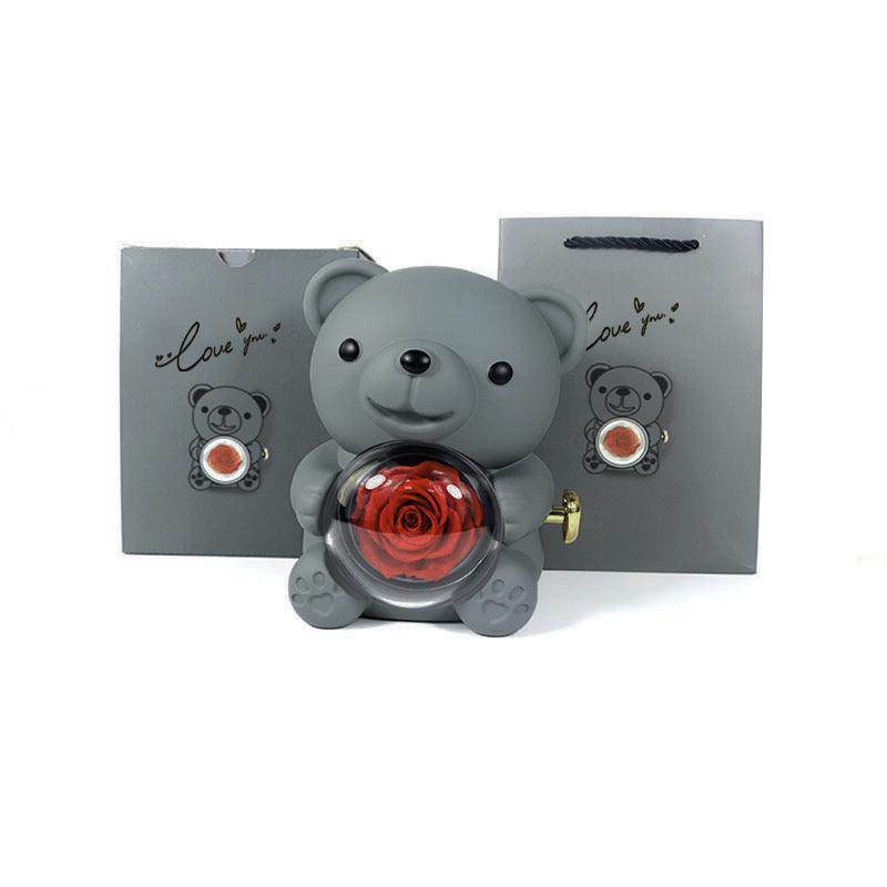 Rotating Bear Gift Box Rose Jewelry Box - Magellan Fashion Shop