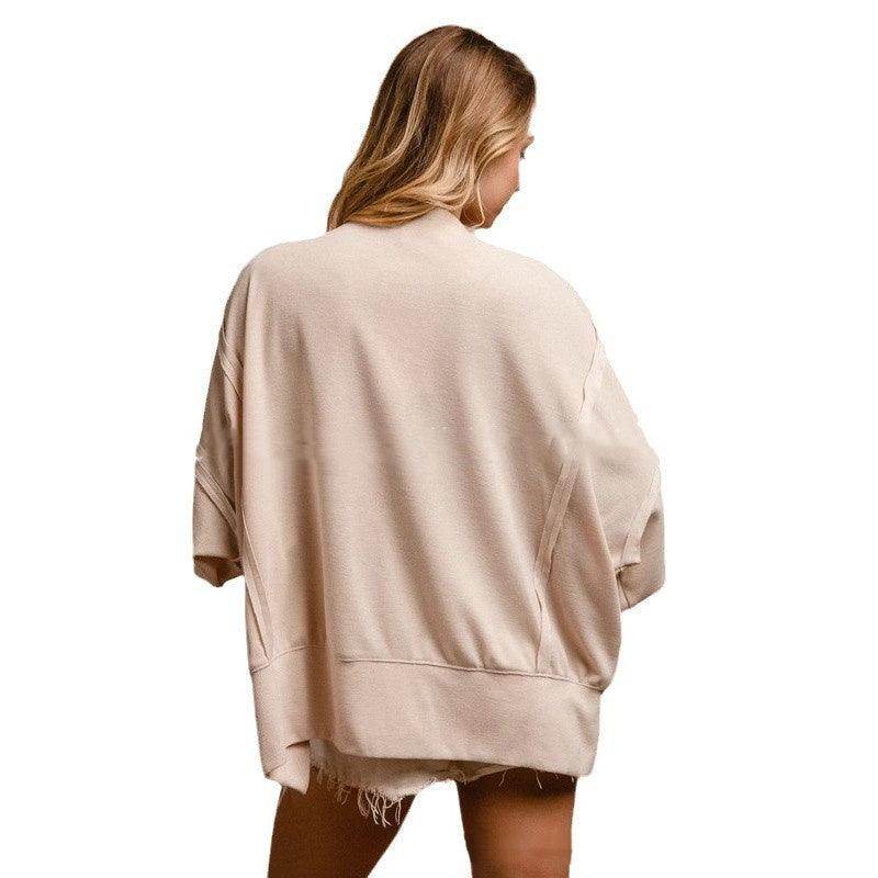 Women's Letter Embroidery Stitching Sweater Loose Casual Top - Magellan Fashion Shop