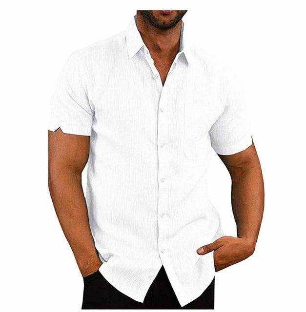 Men Short Sleeve Summer Solid Shirts Casual Loose Tops Tee - Magellan Fashion Shop