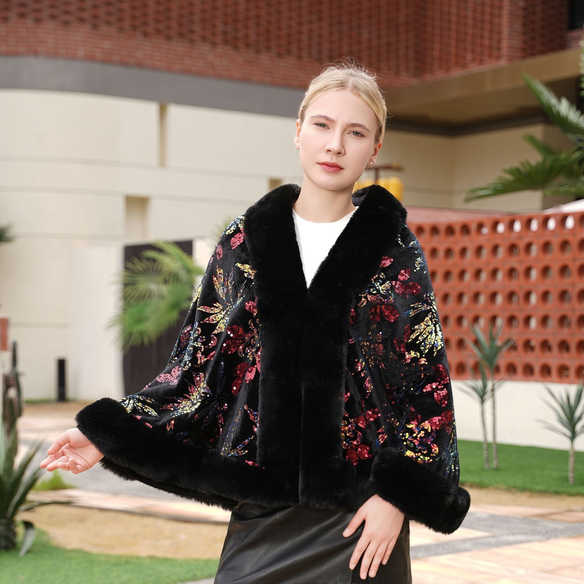 Black Elegant Sequin Scarf