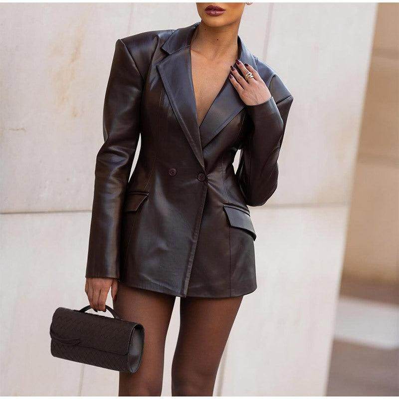Women's Waist Tight Leather Jacket - Magellan Fashion Shop