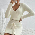 Women's Knitted Solid Color Top Sweater Dress Two-piece Set - Magellan Fashion Shop