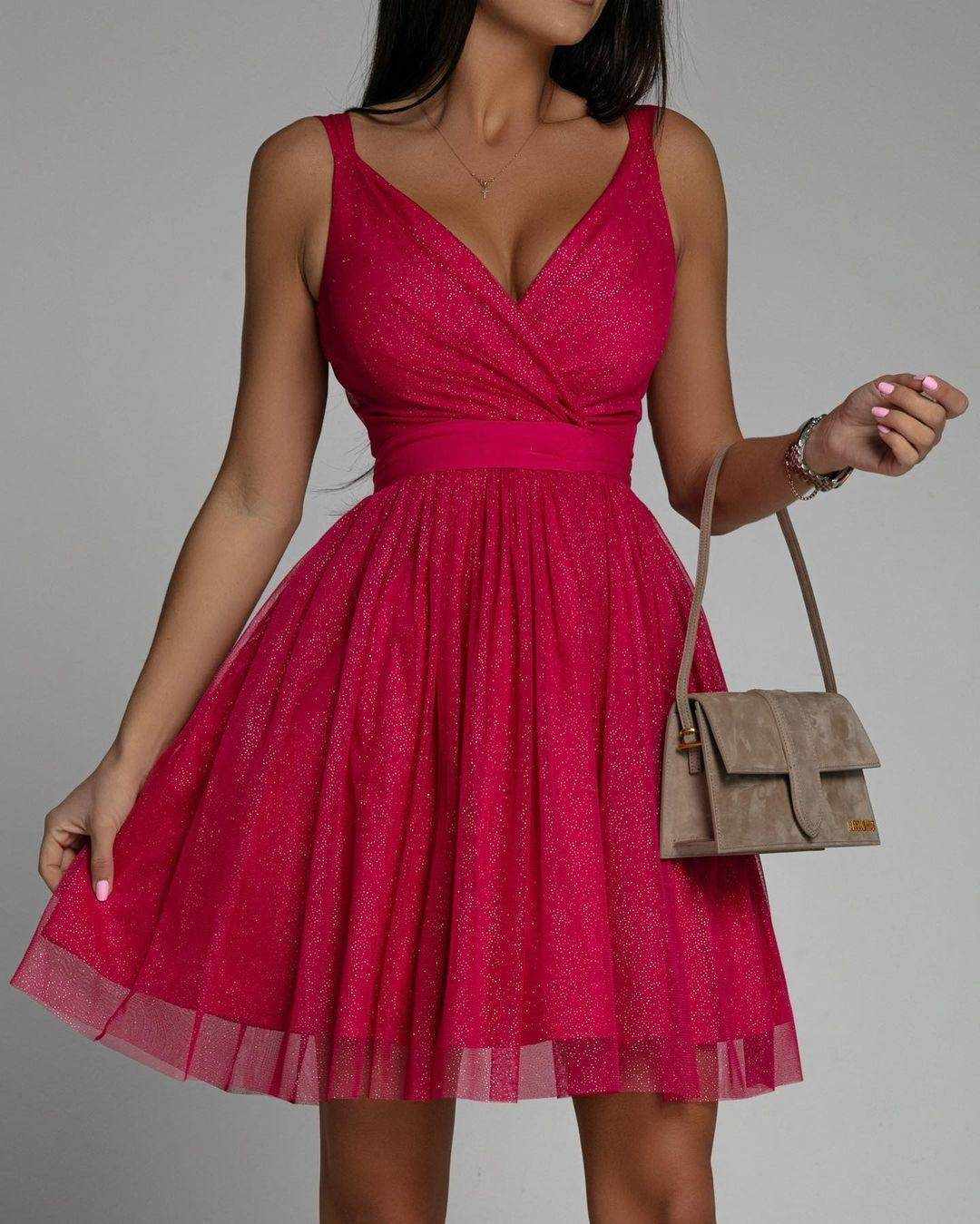 Elegant Glitter Sleeveless Mesh Party Dress - Magellan Fashion Shop